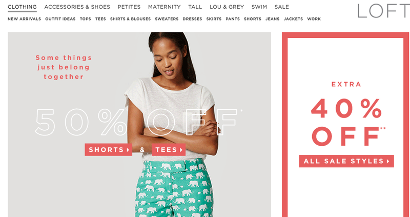 LOFT, Shorts and Tees 50% off